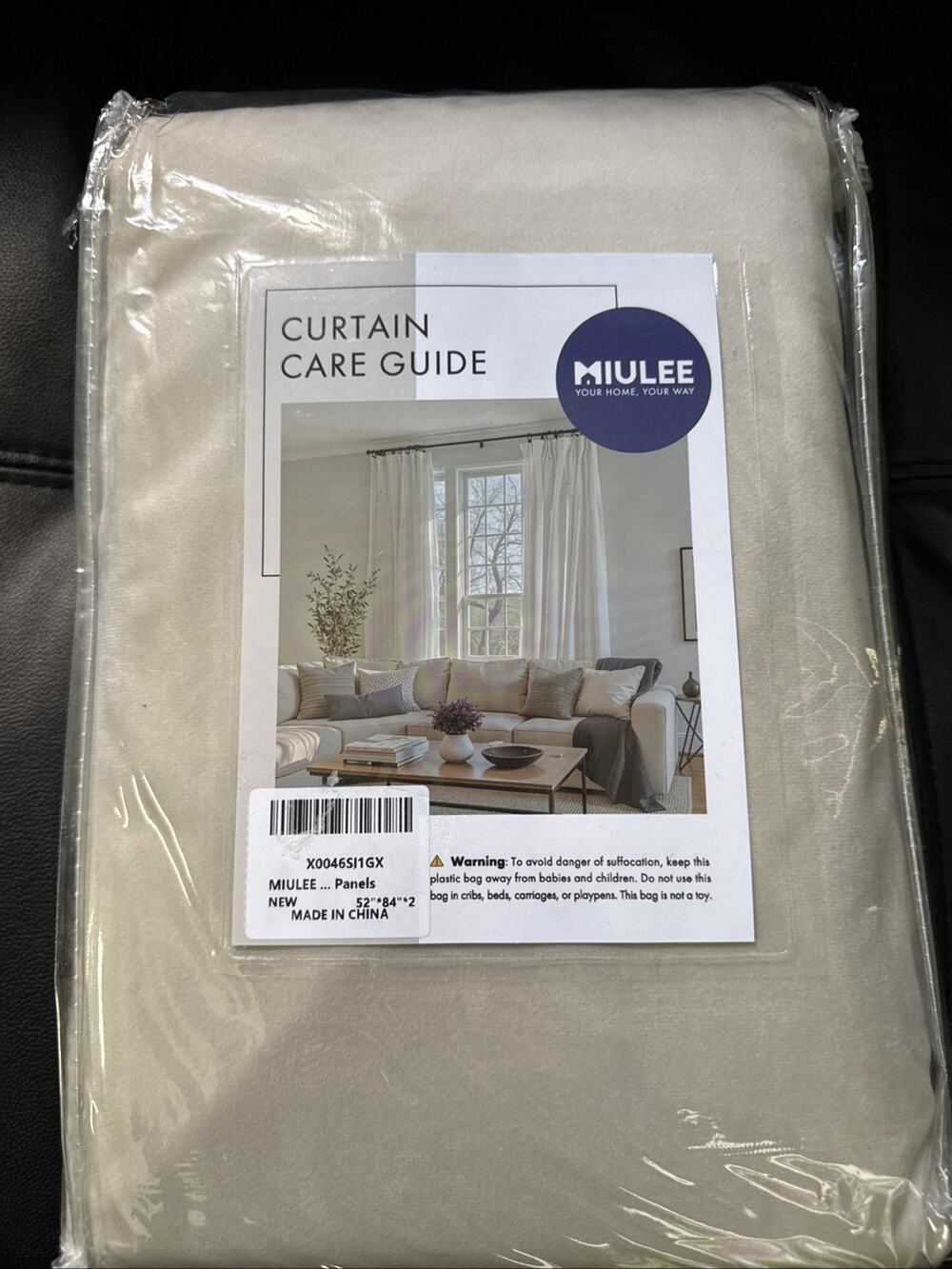 Miulee Curtain Panels (2), Beige, 52x84